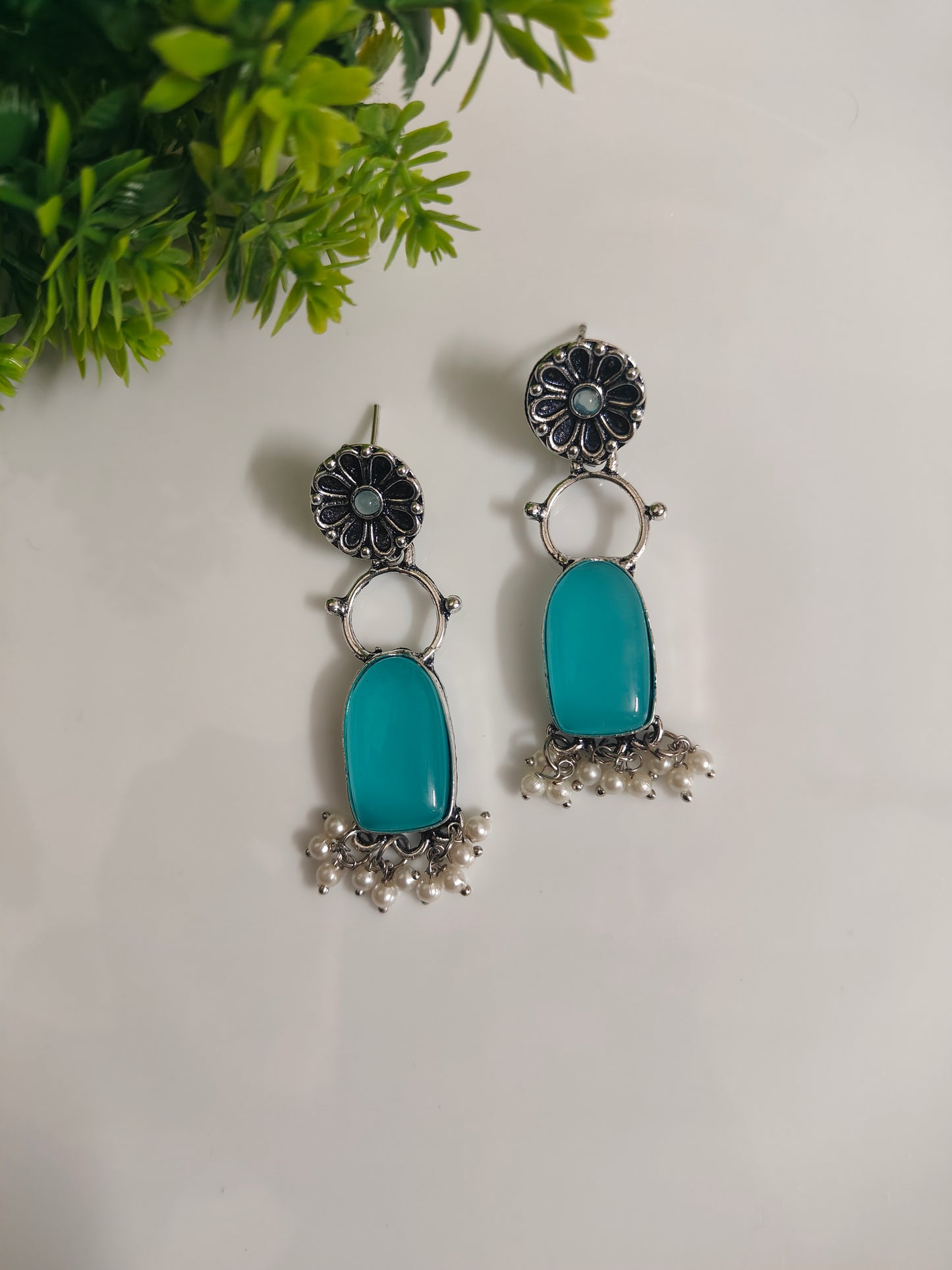 Oxidised drop earrings