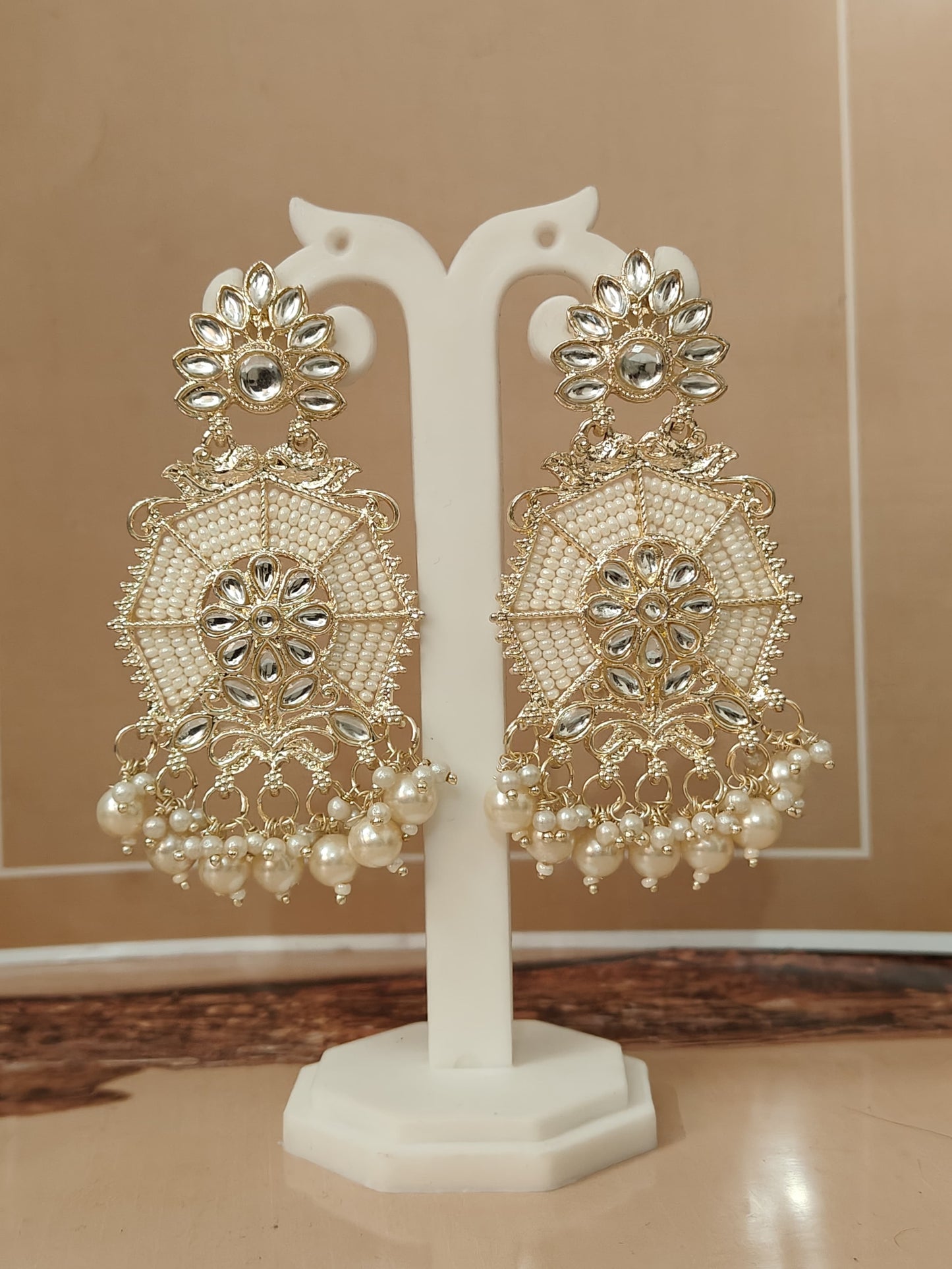 White pearl earrings